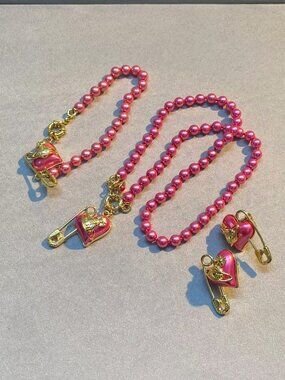 Vivienne Westwood Ruby Pearl Three-Part Necklace + Bracelet + Brooch